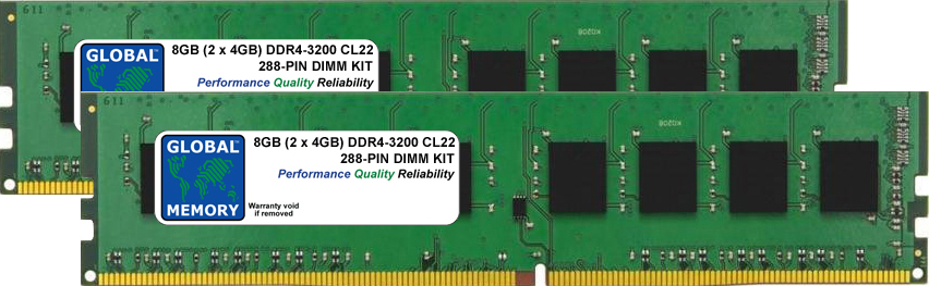 8GB (2 x 4GB) DDR4 3200MHz PC4-25600 288-PIN DIMM MEMORY RAM KIT FOR PC DESKTOPS/MOTHERBOARDS